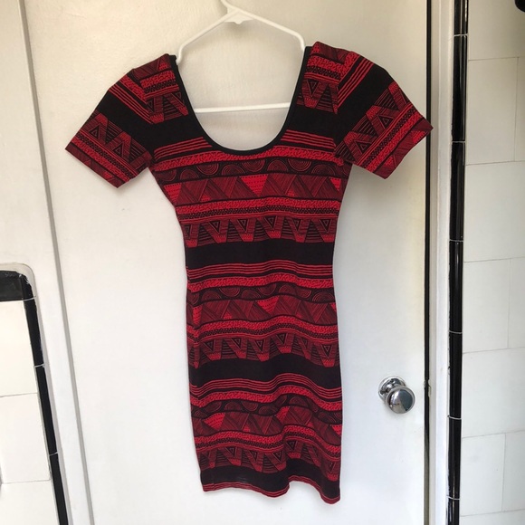 American Apparel red and black patterned mini T-shirt dress, size Small - Picture 1 of 6